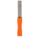 Double Sided Sharpener Portable Emery Fan Shaped Folded Pocket Sharpener for Outdoor Garden Orange - Front View
