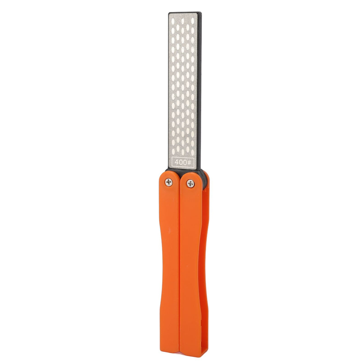 Double Sided Sharpener Portable Emery Fan Shaped Folded Pocket Sharpener for Outdoor Garden Orange