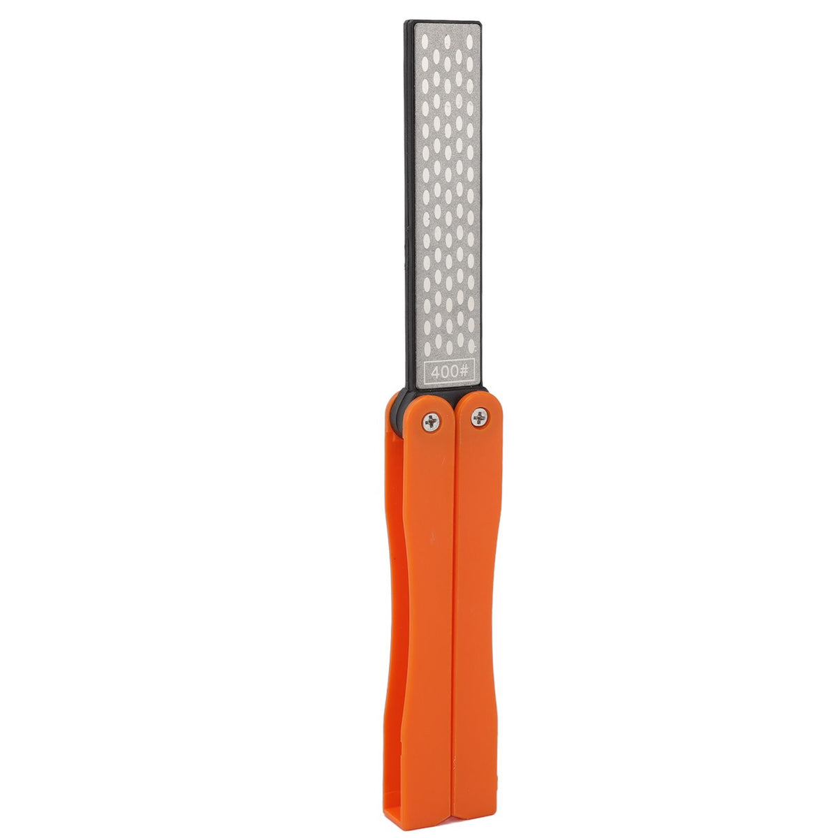 Double Sided Sharpener Portable Emery Fan Shaped Folded Pocket Sharpener for Outdoor Garden Orange
