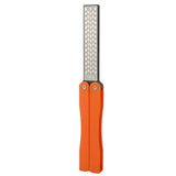 Double Sided Sharpener Portable Emery Fan Shaped Folded Pocket Sharpener for Outdoor Garden Orange