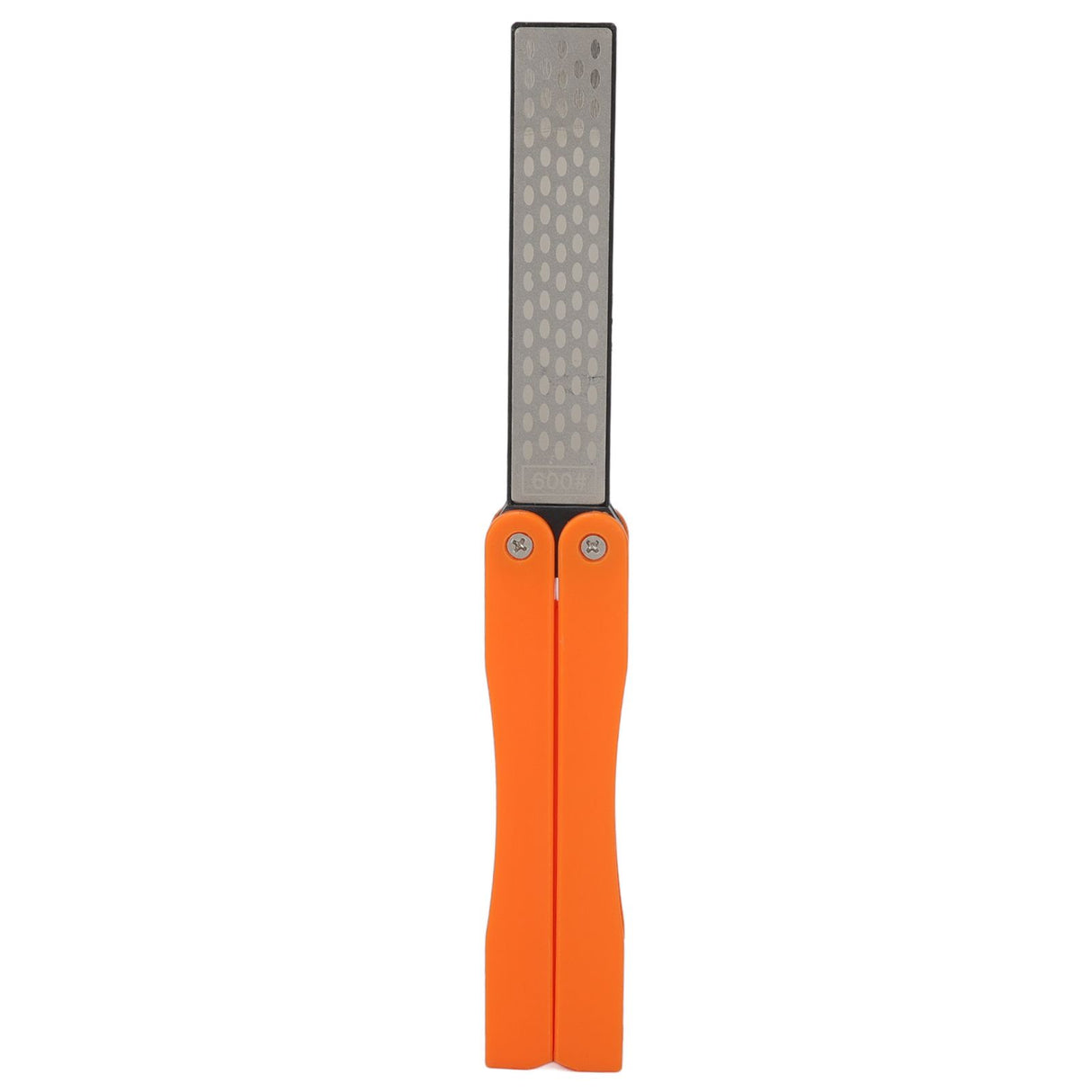 Double Sided Sharpener Portable Emery Fan Shaped Folded Pocket Sharpener for Outdoor Garden Orange