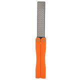 Double Sided Sharpener Portable Emery Fan Shaped Folded Pocket Sharpener for Outdoor Garden Orange - Rear View