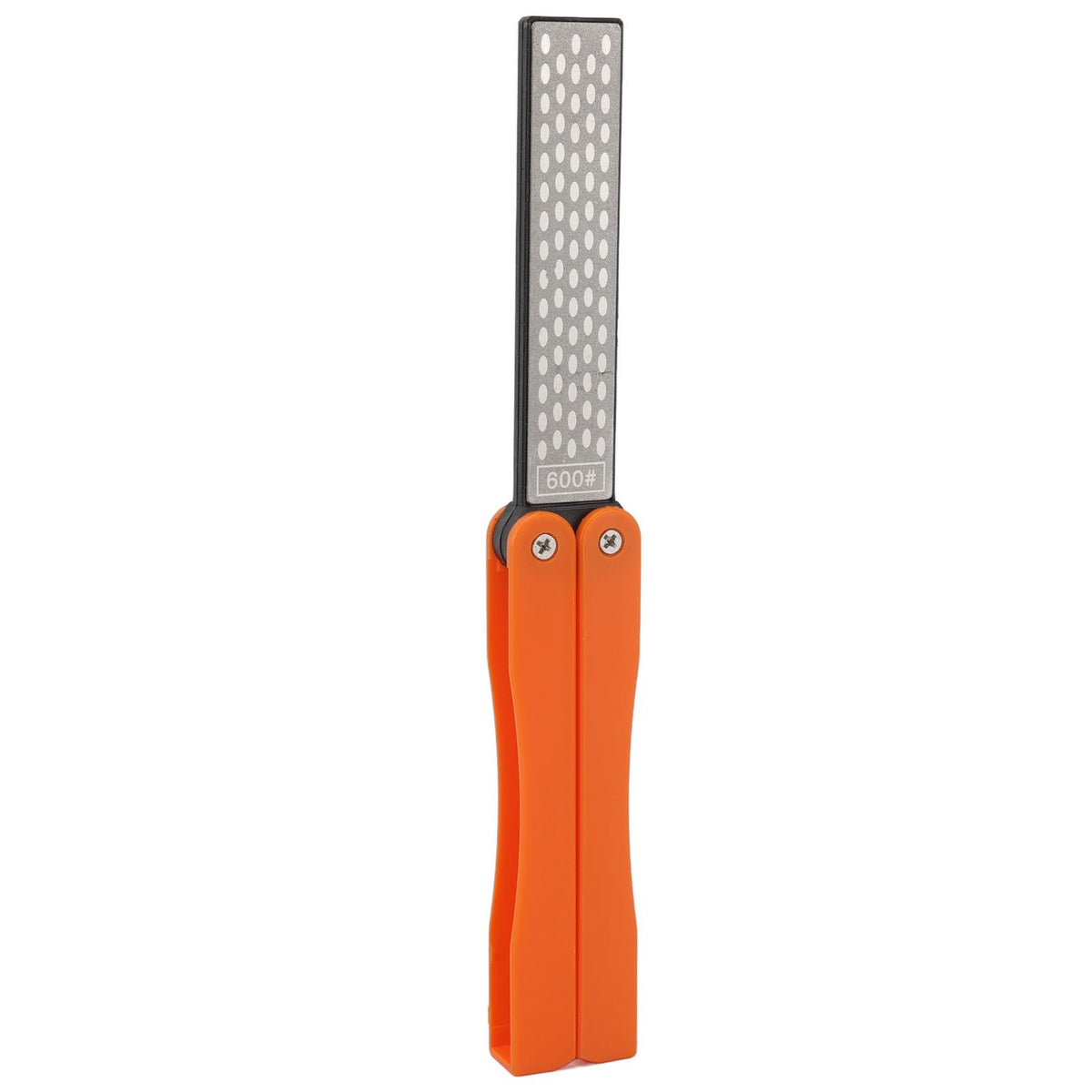 Double Sided Sharpener Portable Emery Fan Shaped Folded Pocket Sharpener for Outdoor Garden Orange