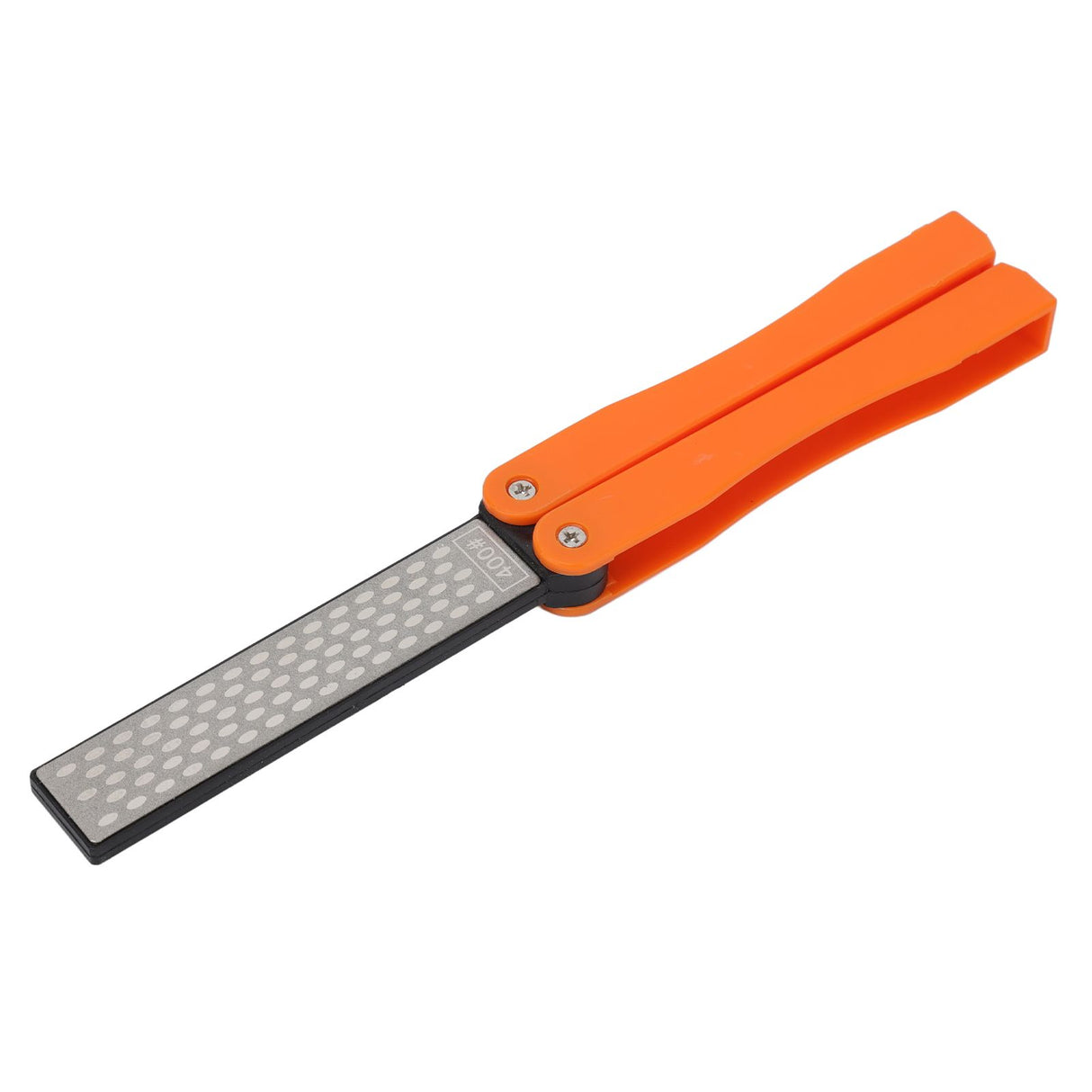 Double Sided Sharpener Portable Emery Fan Shaped Folded Pocket Sharpener for Outdoor Garden Orange