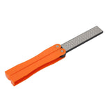 Double Sided Sharpener Portable Emery Fan Shaped Folded Pocket Sharpener for Outdoor Garden Orange