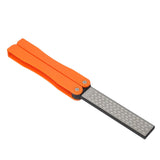 Double Sided Sharpener Portable Emery Fan Shaped Folded Pocket Sharpener for Outdoor Garden Orange