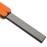 Double Sided Sharpener Portable Emery Fan Shaped Folded Pocket Sharpener for Outdoor Garden Orange