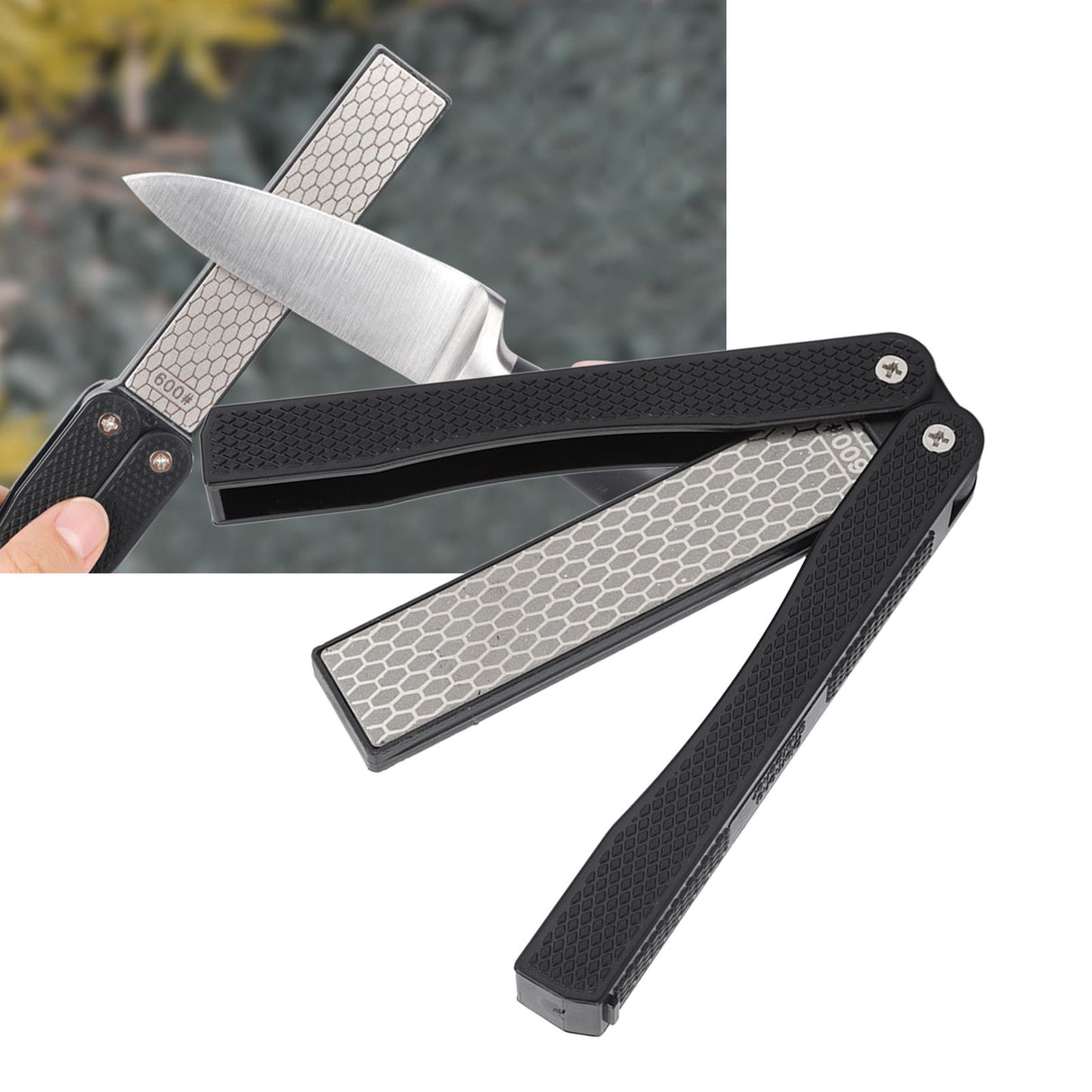 Pocket Knife Sharpener Multipurpose Double Sided Folded Knife Sharpening Stone for Sickle Outdoor Knife Kitchen Knife