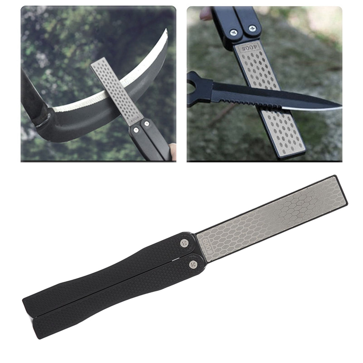 Pocket Knife Sharpener Multipurpose Double Sided Folded Knife Sharpening Stone for Sickle Outdoor Knife Kitchen Knife