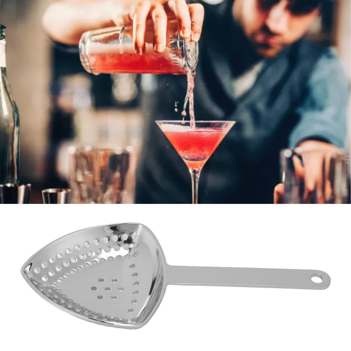 Triangular Cocktail Strainer No Breakage Anti Rust Fine Filtration Decorative Professional Ice Strainer for Bar Home Mirror Finish