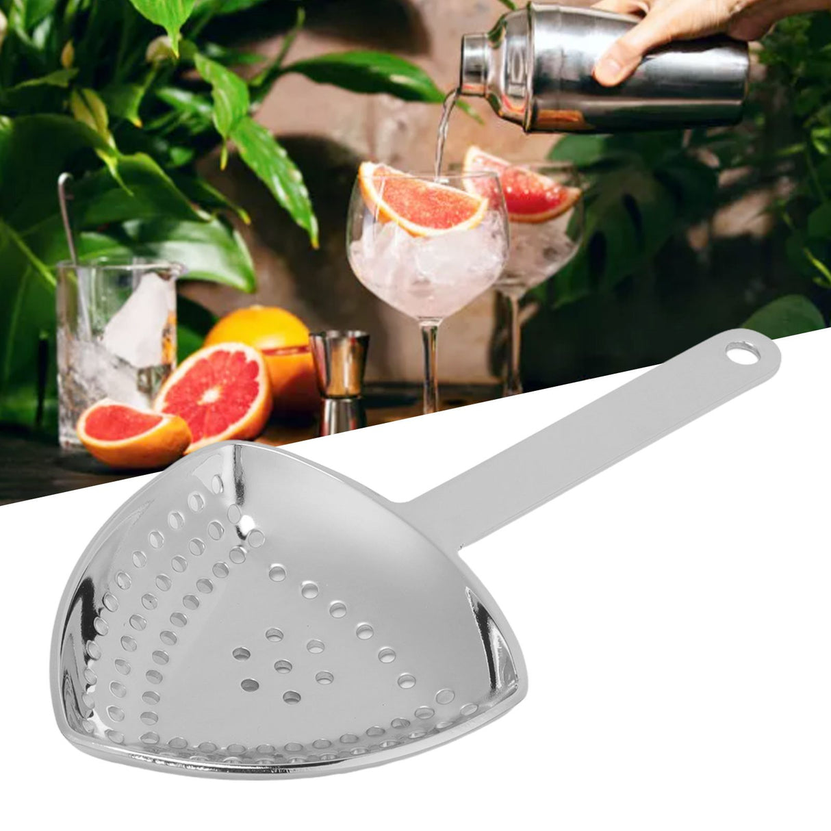 Triangular Cocktail Strainer No Breakage Anti Rust Fine Filtration Decorative Professional Ice Strainer for Bar Home Mirror Finish