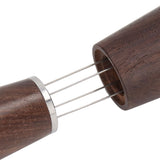 Coffee Stirring Tool 4 Arc Pins Wooden Handle Coffee Needle Type Distributor Tool with Base for Home Dark Brown - Extra Image