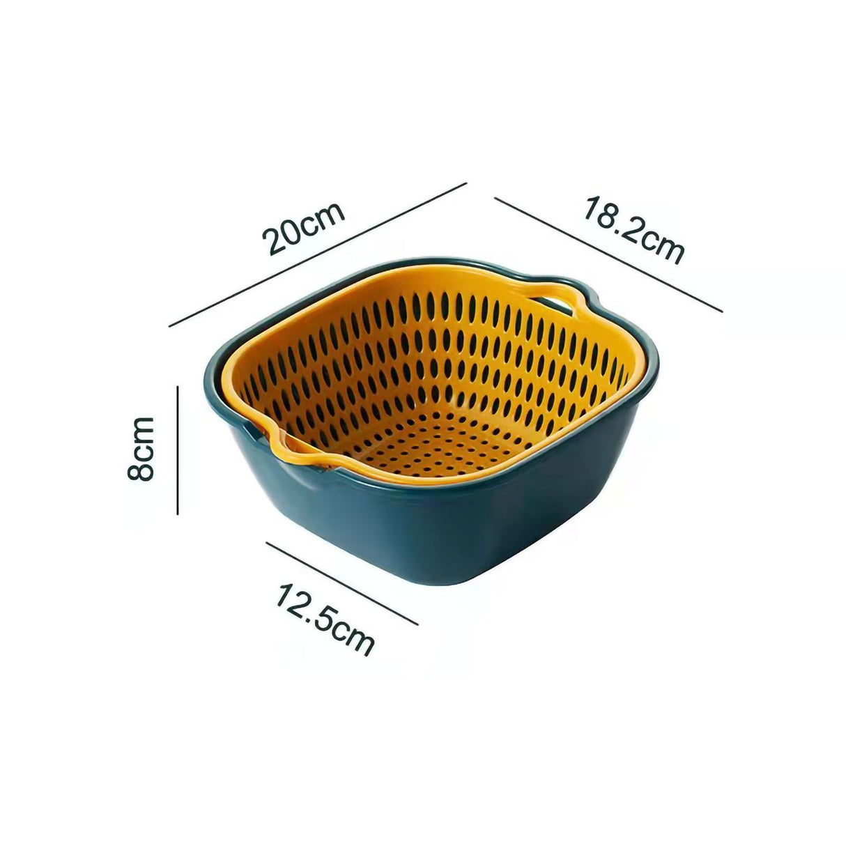 Drain Basket Double Layer Side Handle PP Rapid Draining Thickened Washing Basket for Kitchen Yellow and Blue