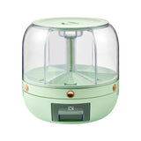 Grains Storage Box Rotatable Transparent Large Capacity Divided Bath Rice Tank Box for Kitchen