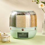Grains Storage Box Rotatable Transparent Large Capacity Divided Bath Rice Tank Box for Kitchen