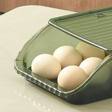 Egg Storage Box Plastic Automatic Rolling Transparent Thickened Grooved Egg Storage Container for Refrigerator Kitchen Green - Front View