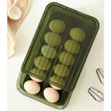 Egg Storage Box Plastic Automatic Rolling Transparent Thickened Grooved Egg Storage Container for Refrigerator Kitchen Green - 45-Degree Angle