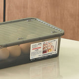 Egg Storage Box Plastic Automatic Rolling Transparent Thickened Grooved Egg Storage Container for Refrigerator Kitchen Black - Front View