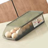 Egg Storage Box Plastic Automatic Rolling Transparent Thickened Grooved Egg Storage Container for Refrigerator Kitchen Black - Top-Down View