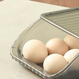 Egg Storage Box Plastic Automatic Rolling Transparent Thickened Grooved Egg Storage Container for Refrigerator Kitchen Black - 45-Degree Angle