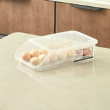 Egg Storage Box Plastic Automatic Rolling Transparent Thickened Grooved Egg Storage Container for Refrigerator Kitchen White