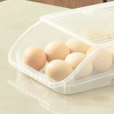 Egg Storage Box Plastic Automatic Rolling Transparent Thickened Grooved Egg Storage Container for Refrigerator Kitchen White - 45-Degree Angle