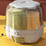 Grains Separate Storage Box Rotating Rice Bucket Food Grade Household Bean Storage Tank Large 6.5kg White - Front View