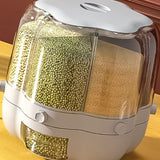 Grains Separate Storage Box Rotating Rice Bucket Food Grade Household Bean Storage Tank Large 6.5kg White - Side View