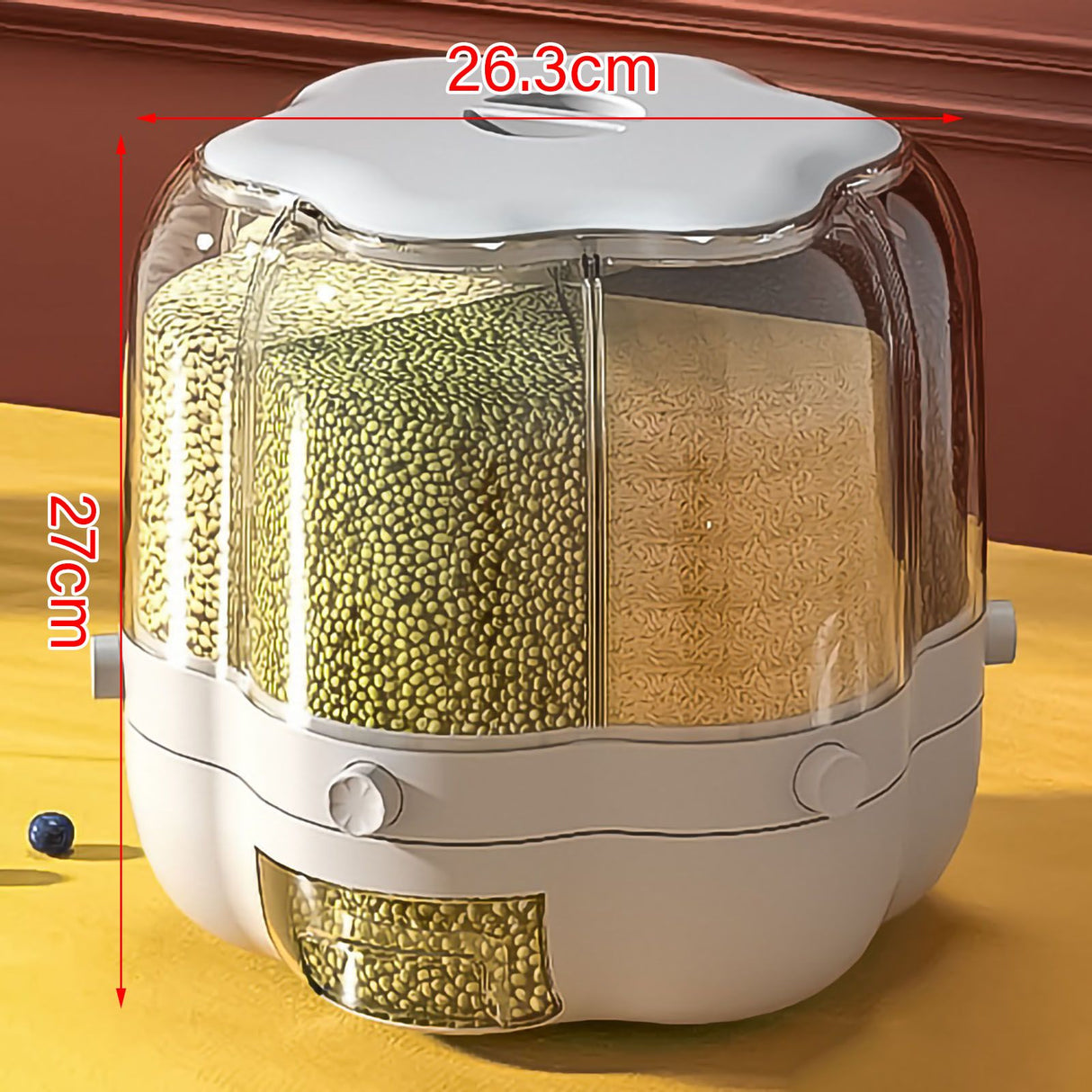 Grains Separate Storage Box Rotating Rice Bucket Food Grade Household Bean Storage Tank Large 6.5kg White