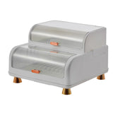 Draining Bowl Rack Plastic Tableware Drainer Storage Box Dish Chopsticks Drying Box with Lid White