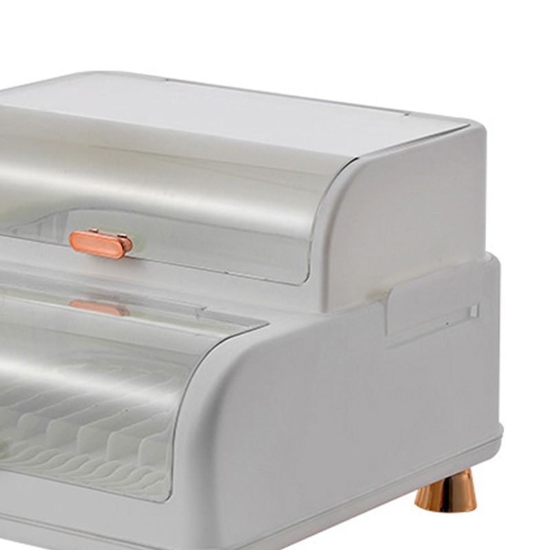 Draining Bowl Rack Plastic Tableware Drainer Storage Box Dish Chopsticks Drying Box with Lid White