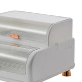 Draining Bowl Rack Plastic Tableware Drainer Storage Box Dish Chopsticks Drying Box with Lid White - Side View