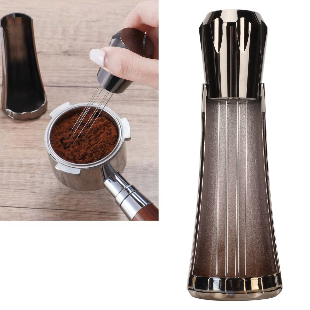Stainless Steel Coffee Powder Stirring Tool Coffee Stirrer Distribution Tool for Home Kitchen Dinning Room Gray