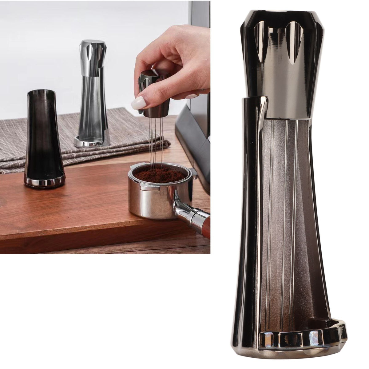 Stainless Steel Coffee Powder Stirring Tool Coffee Stirrer Distribution Tool for Home Kitchen Dinning Room Gray