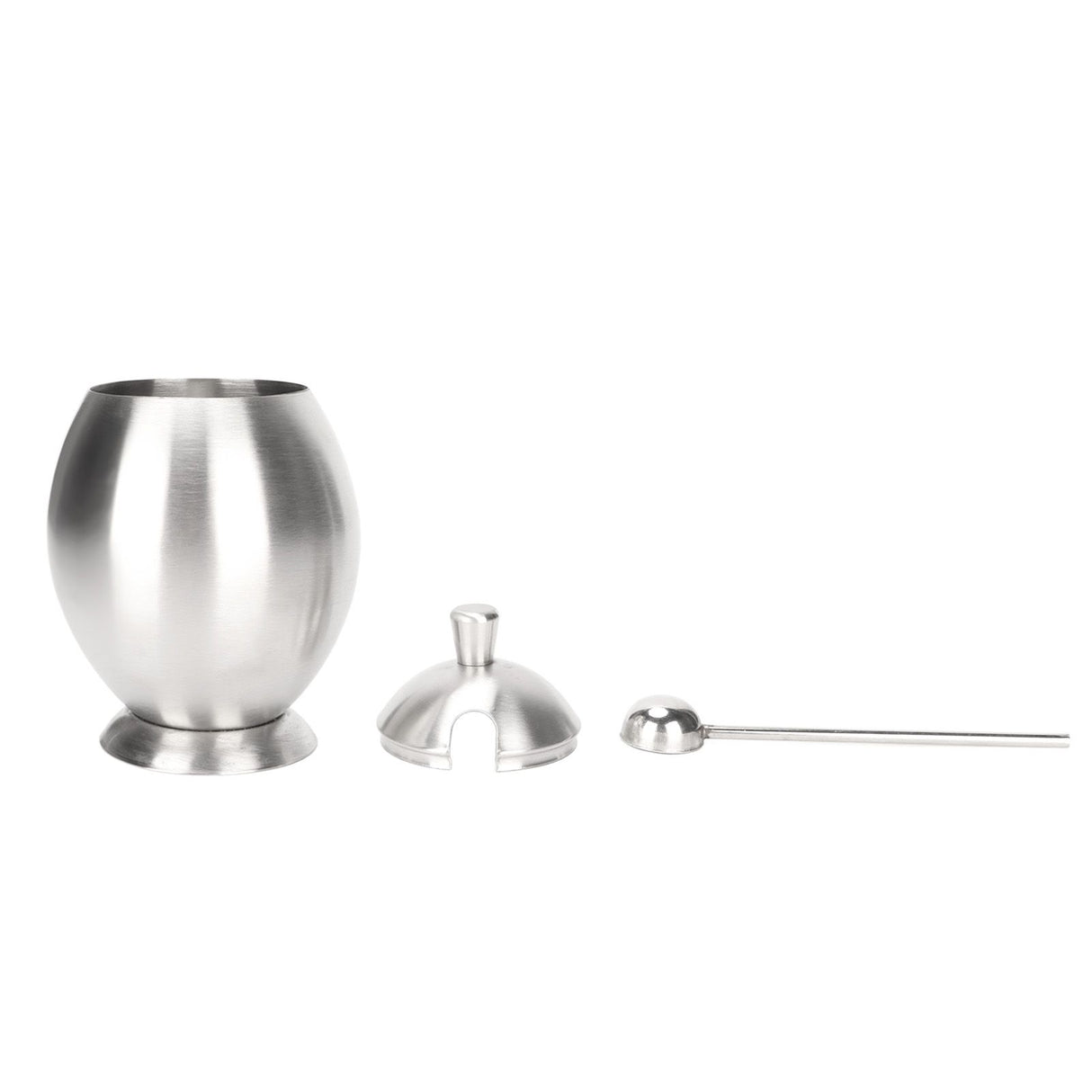 Egg Shaped Condiment Container Stainless Steel with Spoon Oval Condiment Jar For Spice Sugar Kitchen Resturant