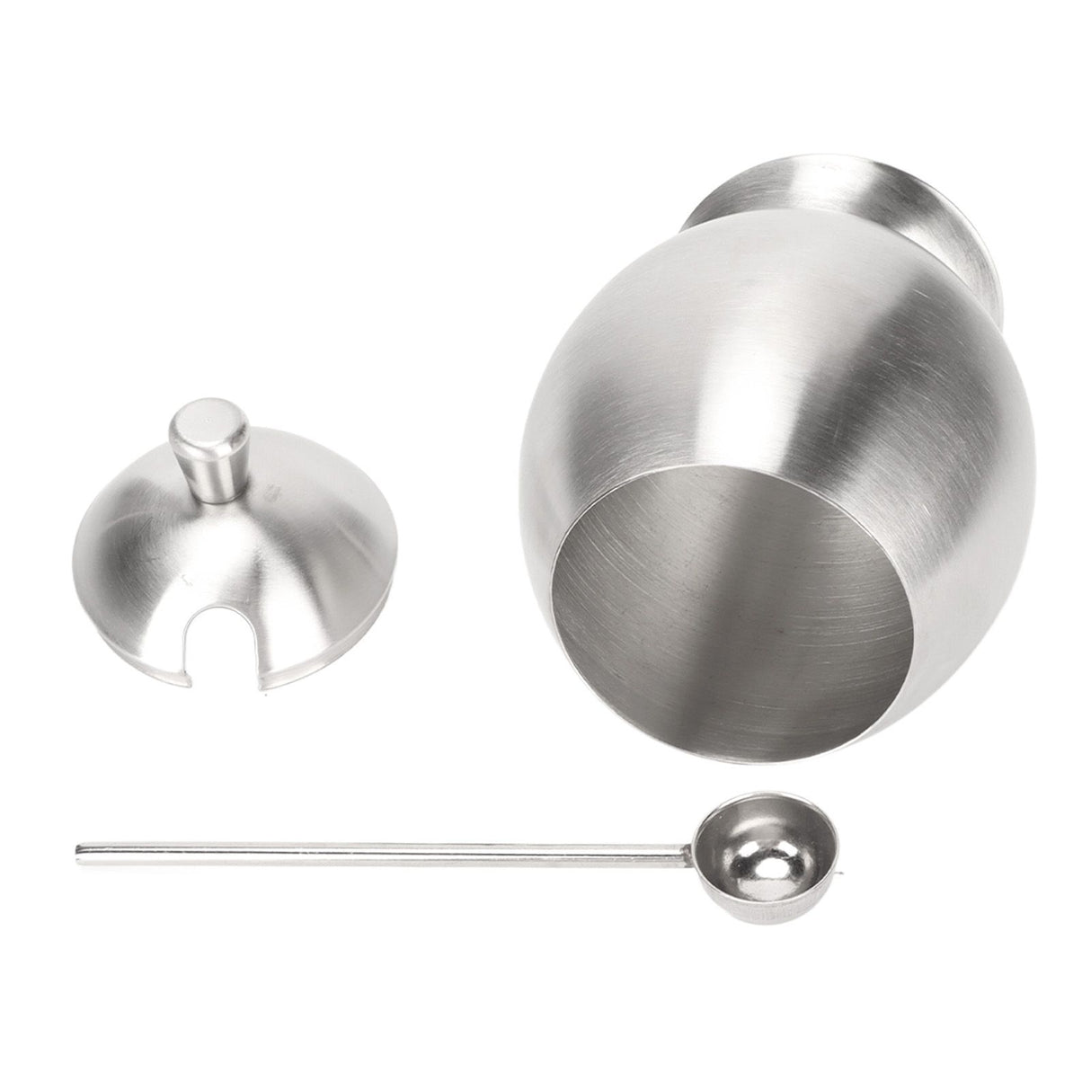 Egg Shaped Condiment Container Stainless Steel with Spoon Oval Condiment Jar For Spice Sugar Kitchen Resturant