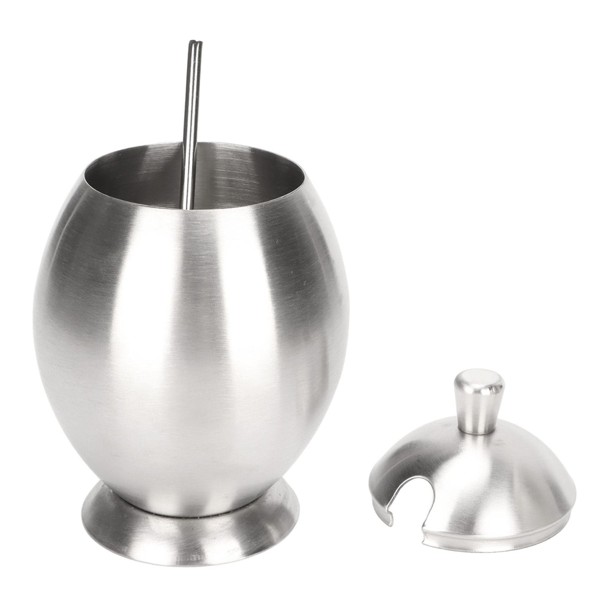 Egg Shaped Condiment Container Stainless Steel with Spoon Oval Condiment Jar For Spice Sugar Kitchen Resturant