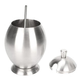 Egg Shaped Condiment Container Stainless Steel with Spoon Oval Condiment Jar For Spice Sugar Kitchen Resturant