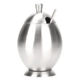 Egg Shaped Condiment Container Stainless Steel with Spoon Oval Condiment Jar For Spice Sugar Kitchen Resturant