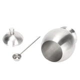 Egg Shaped Condiment Container Stainless Steel with Spoon Oval Condiment Jar For Spice Sugar Kitchen Resturant