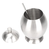 Egg Shaped Condiment Container Stainless Steel with Spoon Oval Condiment Jar For Spice Sugar Kitchen Resturant