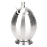 Egg Shaped Condiment Container Stainless Steel with Spoon Oval Condiment Jar For Spice Sugar Kitchen Resturant