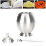 Egg Shaped Condiment Container Stainless Steel with Spoon Oval Condiment Jar For Spice Sugar Kitchen Resturant