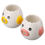 2pcs Egg Separator Ceramic Chicken Shaped Egg Yolk White Filter Kitchen Cooking Accessories Pink and Yellow