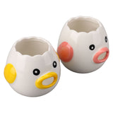 2pcs Egg Separator Ceramic Chicken Shaped Egg Yolk White Filter Kitchen Cooking Accessories Pink and Yellow
