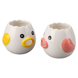 2pcs Egg Separator Ceramic Chicken Shaped Egg Yolk White Filter Kitchen Cooking Accessories Pink and Yellow - Rear View