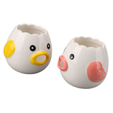 2pcs Egg Separator Ceramic Chicken Shaped Egg Yolk White Filter Kitchen Cooking Accessories Pink and Yellow