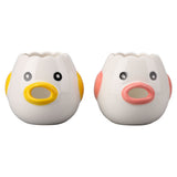 2pcs Egg Separator Ceramic Chicken Shaped Egg Yolk White Filter Kitchen Cooking Accessories Pink and Yellow