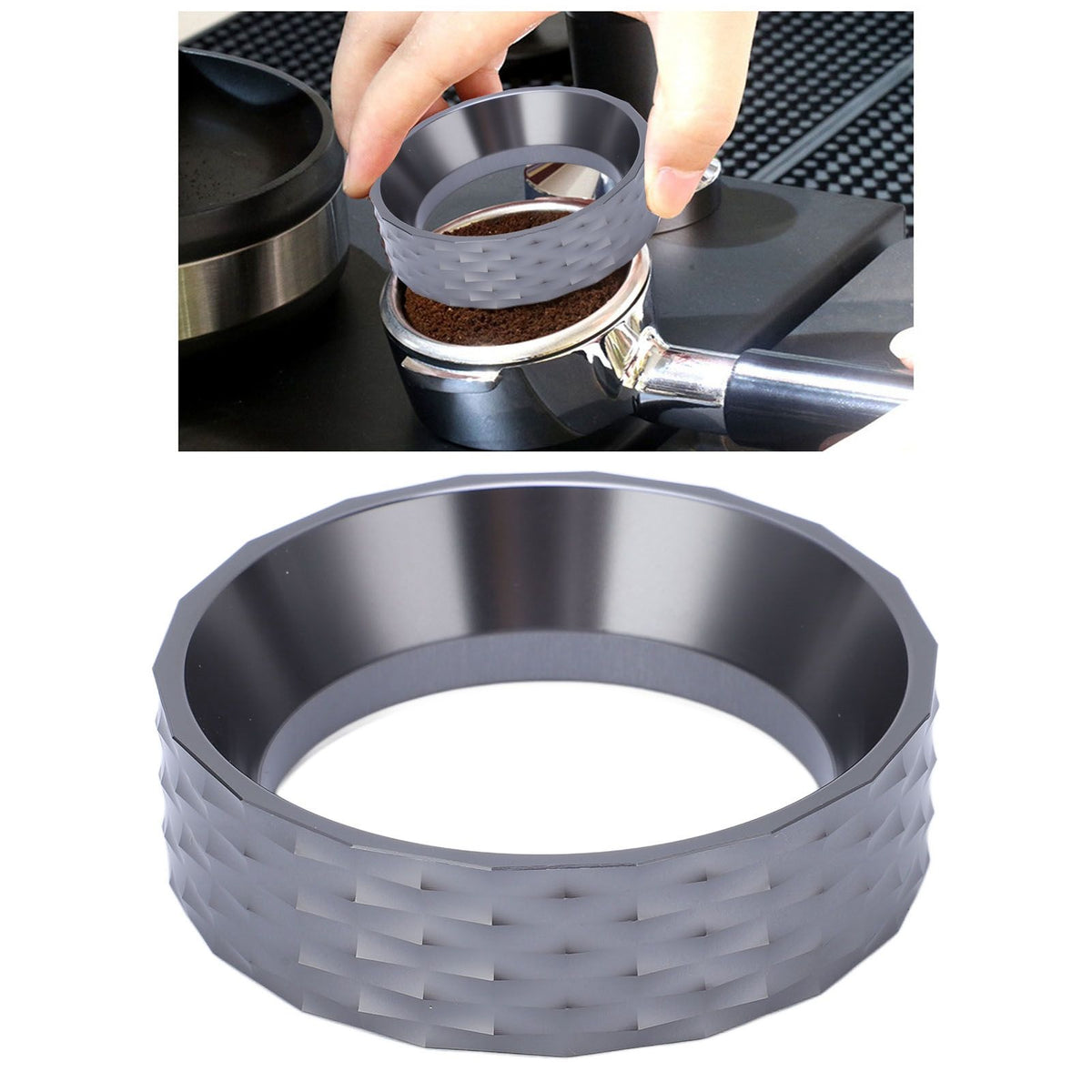 Dosing Funnel Aluminum Alloy Coffee Machine Portafilter Magnetic Coffee Dosing Ring for Home Office