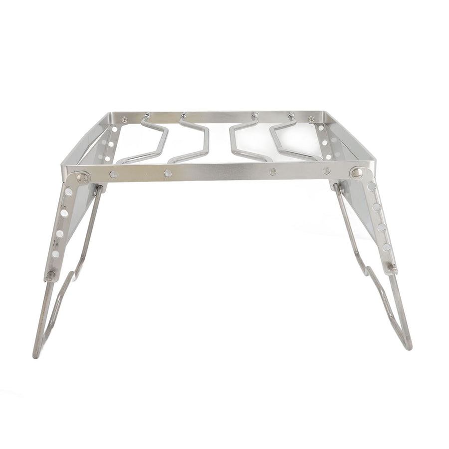 Stove Stand Rack Stainless Steel Silver Foldable Multifunctional Portable Picnic Pot Bracket for Camping Traveling